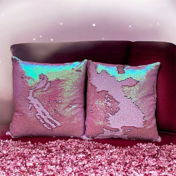 NWOT NEW Two (2) Aviva Stanoff  Sequin Blush Pink Luxury Designer Pillows - Picture 1 of 9